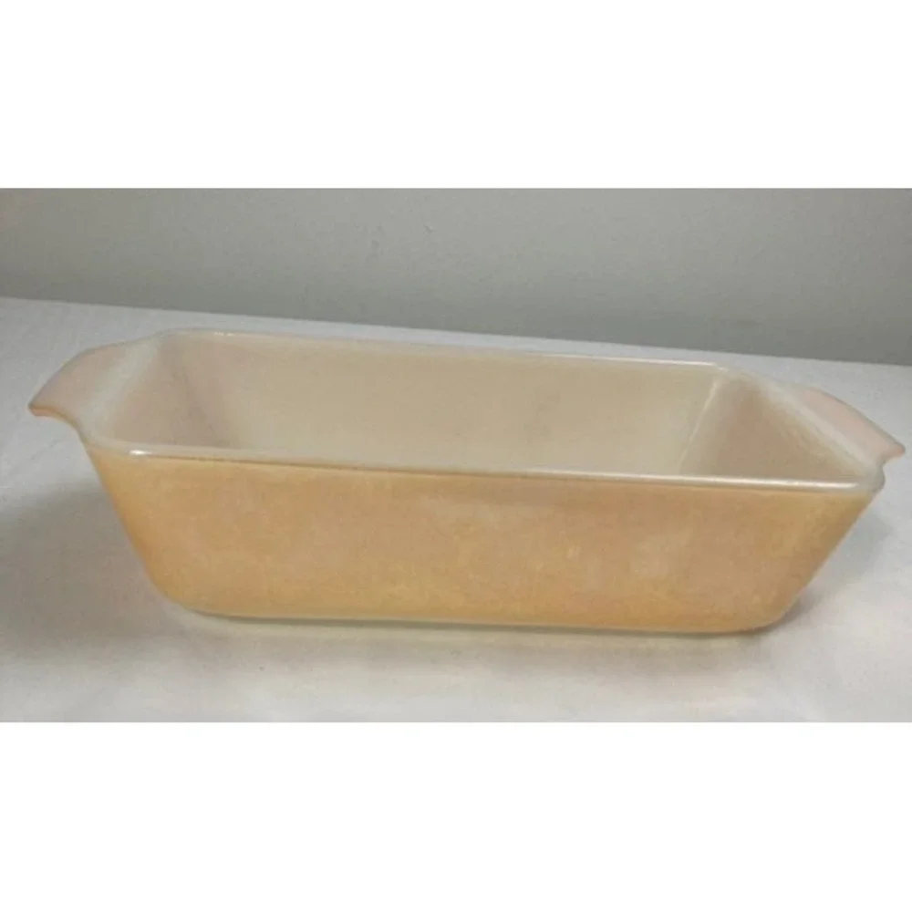 Vintage Fire King Lustreware Bread Loaf Baking Dish Milk‎ Glass Peach 1qt